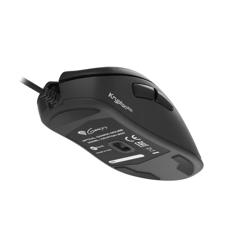 GENESIS Krypton 200 pelė, skirta žaidimams, dešiniarankiams, USB Type-A, optinė, 6400 DPI
