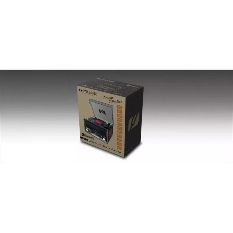 Tiesioginės pavaros audio patefonas Muse MT-112 W — pusiau automatinis, 20 W RMS, 3,5 mm išvestis, LCD, AC 100–240 V