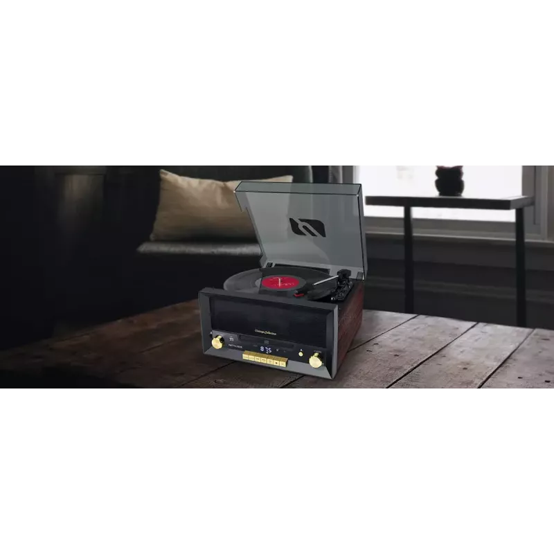 Tiesioginės pavaros audio patefonas Muse MT-112 W — pusiau automatinis, 20 W RMS, 3,5 mm išvestis, LCD, AC 100–240 V