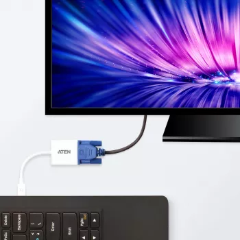 ATEN Mini DisplayPort į VGA keitiklis, Mini DisplayPort, VGA (D-Sub), vyriška, moteriška, tiesus, tiesus