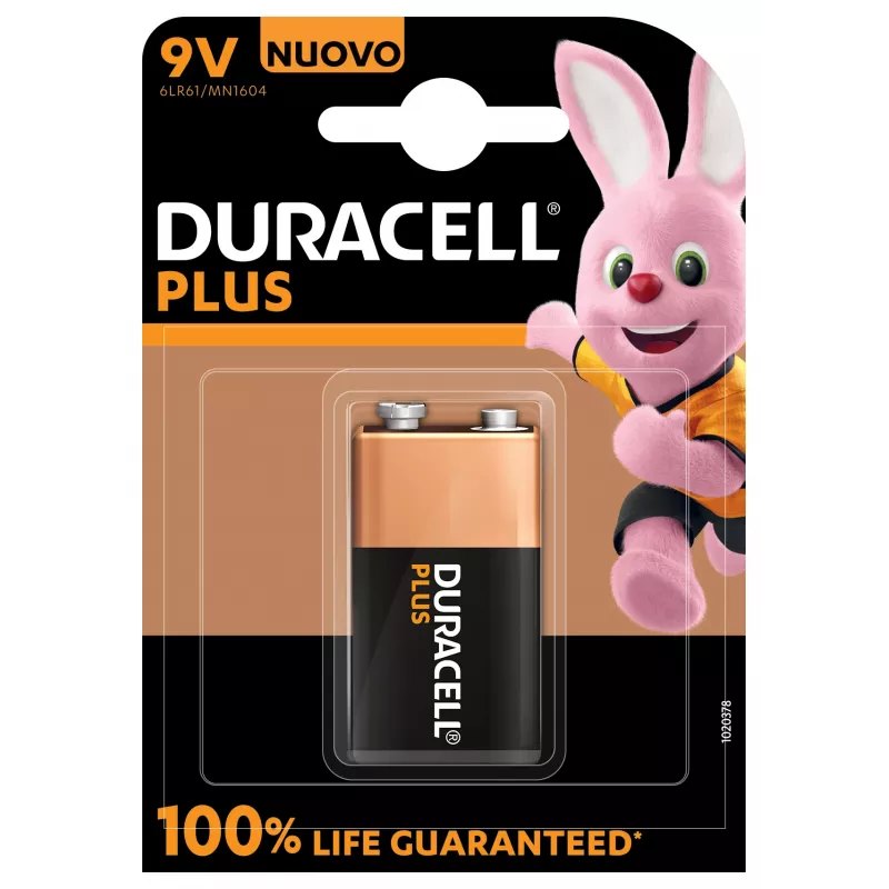 Vienkartinė baterija Duracell 9V Plus 100 Alkaline, 9 V, 1 vnt.