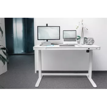 DIGITUS Elektra reguliuojamo aukščio stalas 120x60x12cm su USB, baltas