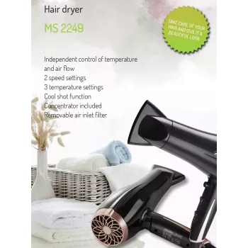 Plaukų džiovintuvas Mesko MS 2249 2000 W juoda/rožinė