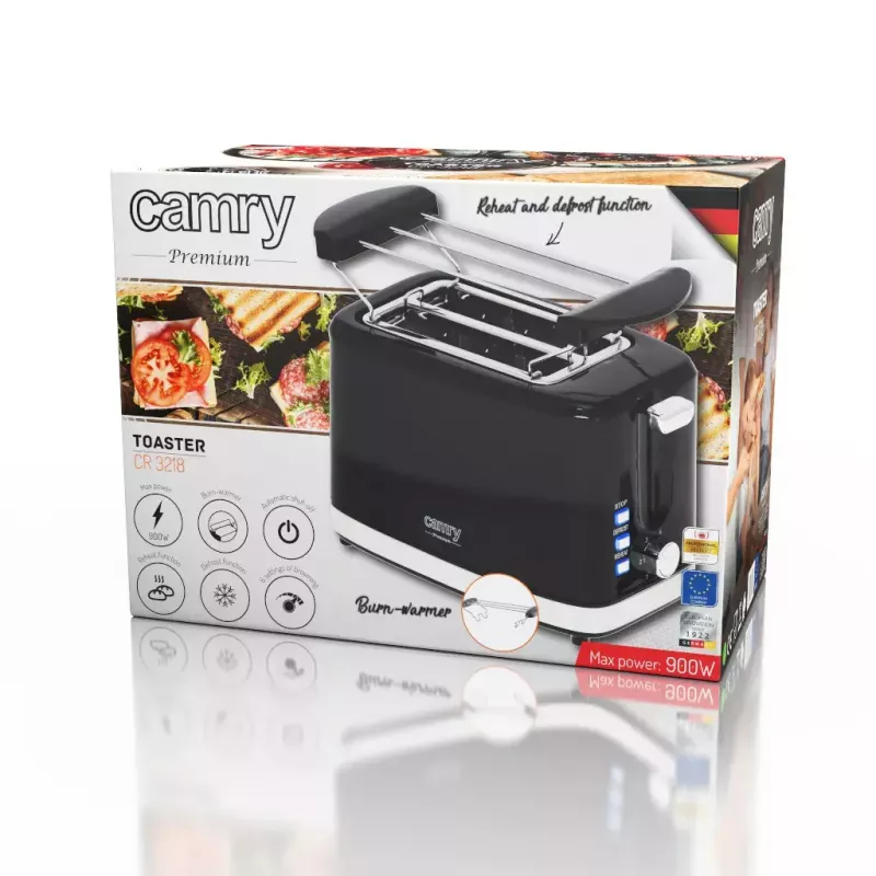 Skrudintuvas Camry Premium CR 3218 2 riekėms 900 W juodos ir sidabrinės spalvos