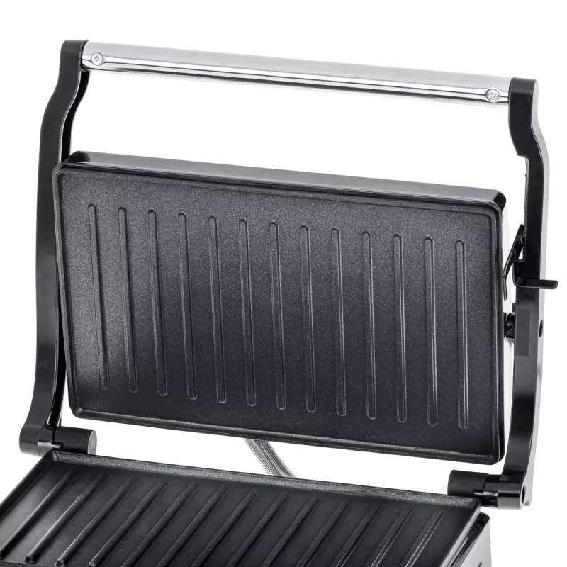 Kontaktinis grilis Adler AD 3052 stačiakampis plieno/juodas, 1200 W, grotelės, užrakinamas dangtis