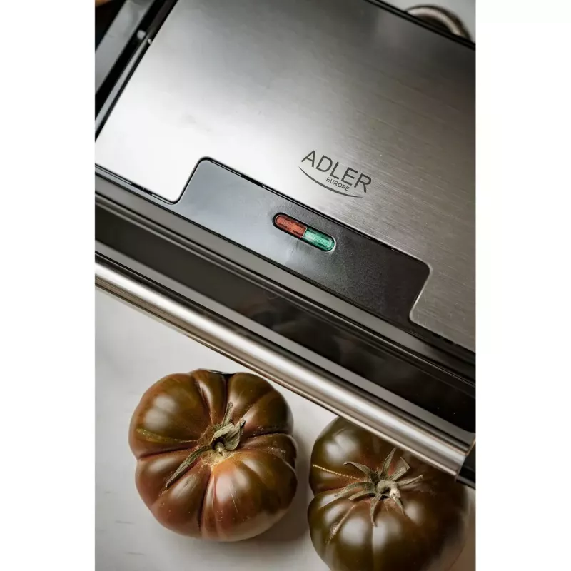 Kontaktinis grilis Adler AD 3052 stačiakampis plieno/juodas, 1200 W, grotelės, užrakinamas dangtis