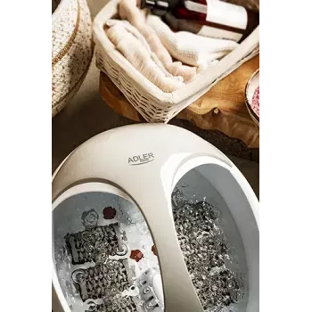 Pėdų vonelė Adler AD 2177 — infraraudonųjų spindulių pėdų masažuoklis su šildymu, vibracija, burbuliukais, 450 W galia, 5,6 l talpos bakeliu, ergonomiška rankena