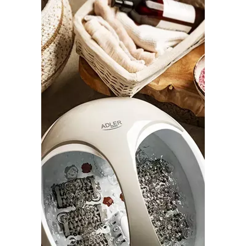 Pėdų vonelė Adler AD 2177 — infraraudonųjų spindulių pėdų masažuoklis su šildymu, vibracija, burbuliukais, 450 W galia, 5,6 l talpos bakeliu, ergonomiška rankena
