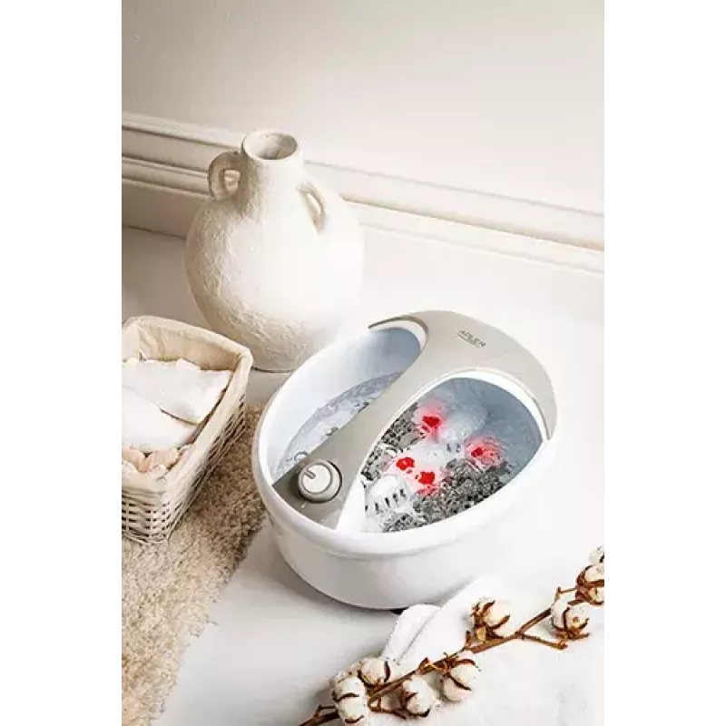 Pėdų vonelė Adler AD 2177 — infraraudonųjų spindulių pėdų masažuoklis su šildymu, vibracija, burbuliukais, 450 W galia, 5,6 l talpos bakeliu, ergonomiška rankena