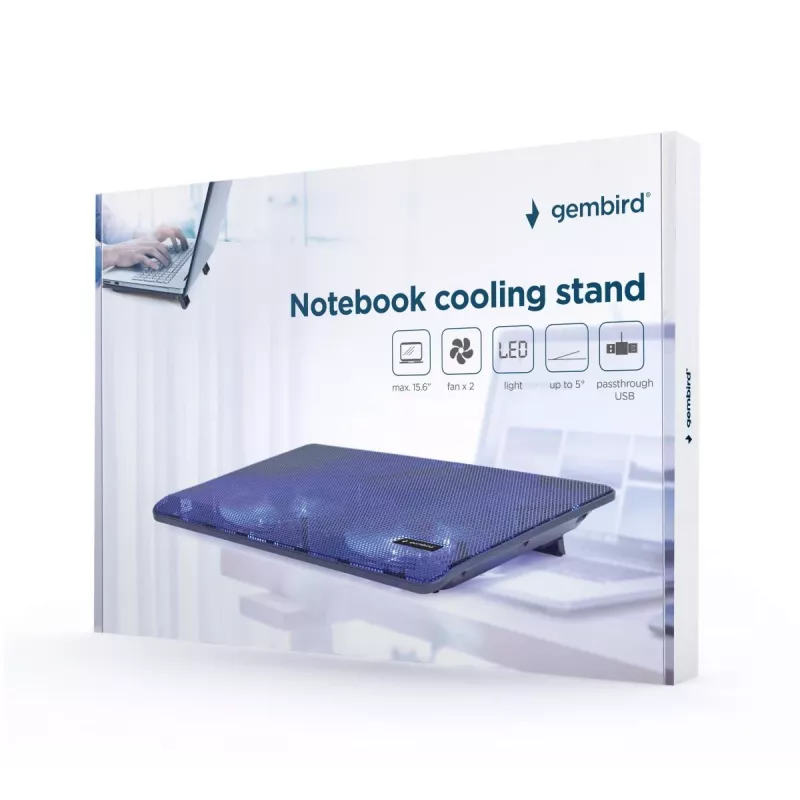GEMBIRD Notebook 15.6in Cooling Stand, Compact Dual-Fan - Juoda
