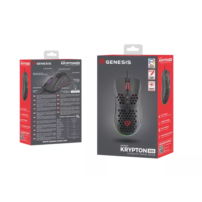 GENESIS Krypton 555 pelė, žaidimams, dešiniarankiams, USB Type-A, optinė, 8000 DPI