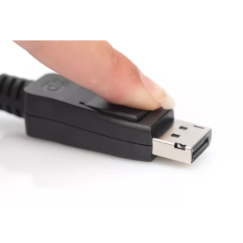 DIGITUS DisplayPort kabelis, DP M/M, 3m su užraktu, Ultra HD 8K, Vers. 1.3/1.4, juodas