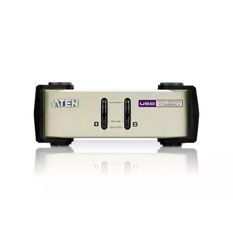 ATEN 2 prievadų USB - PS/2 VGA KVM jungiklis (su KVM kabeliais), 2048 x 1536 pikseliai, QXGA, 0,72 W, šviesiai pilkas