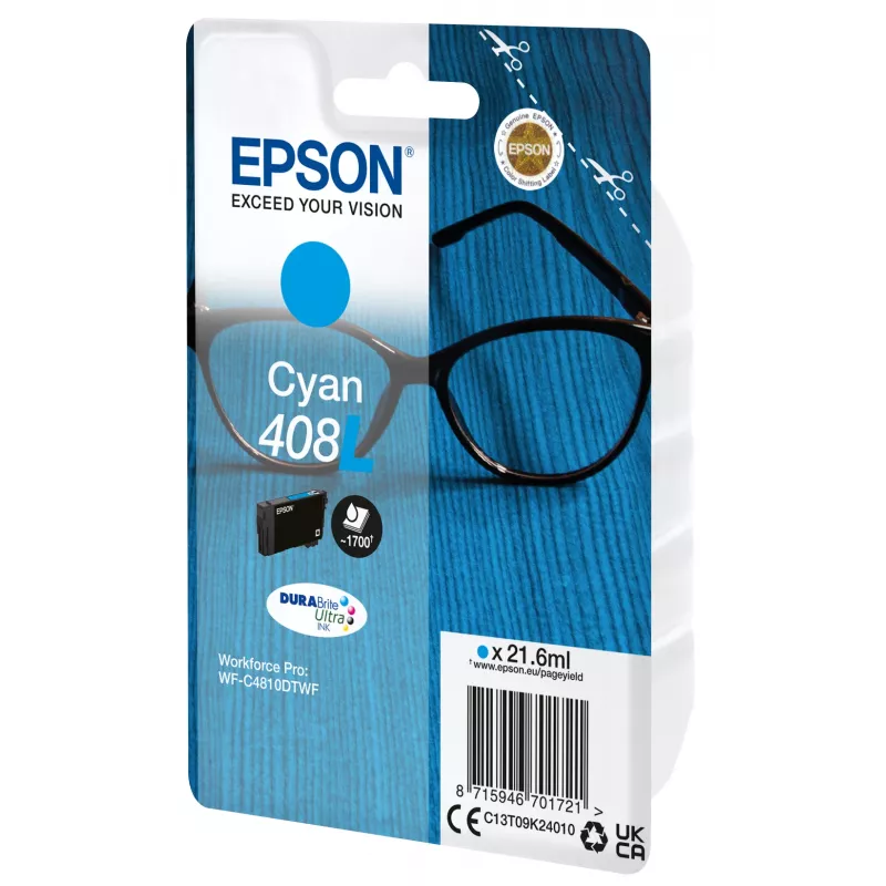 Epson 408L DURABrite Ultra rašalo kasetė 1 vnt. Originali didelės (XL) talpos žydra