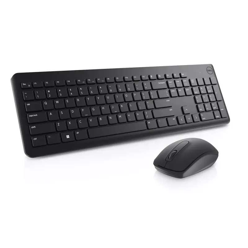 Belaidės klaviatūros ir pelės rinkinys Dell KM3322W — viso dydžio QWERTY, RF belaidis, juodas, biuro naudojimui