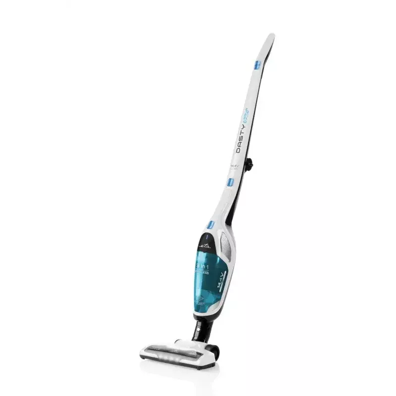 Bevielis dulkių siurblys ETA Dasty AquaPlus ETA344790010 — 95 W variklis, 14,4 V baterija, iki 45 min., rankinis ir rankinis prietaisas, balta/mėlyna