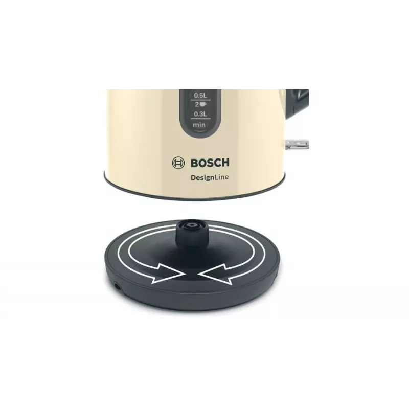 Elektrinis virdulys Bosch TWK4P437 1,7 L, 2400W, nerūdijančio plieno korpusas, belaidis, smėlio/juodos spalvos
