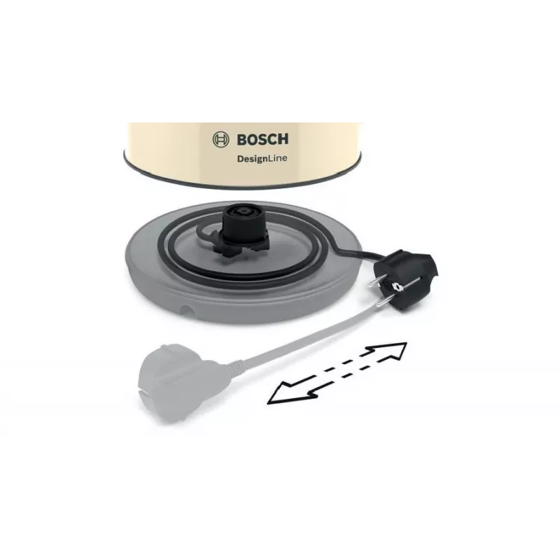 Elektrinis virdulys Bosch TWK4P437 1,7 L, 2400W, nerūdijančio plieno korpusas, belaidis, smėlio/juodos spalvos