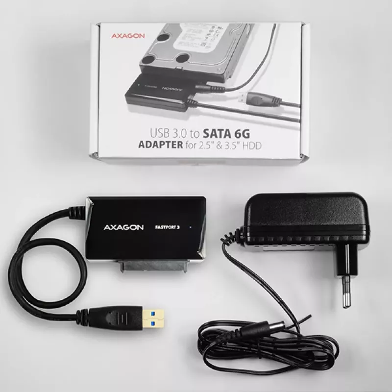 Axagon ADSA-FP3 USB 3.0 - SATA 6G adapteris, skirtas prijungti visus SATA diskus ir įrenginius