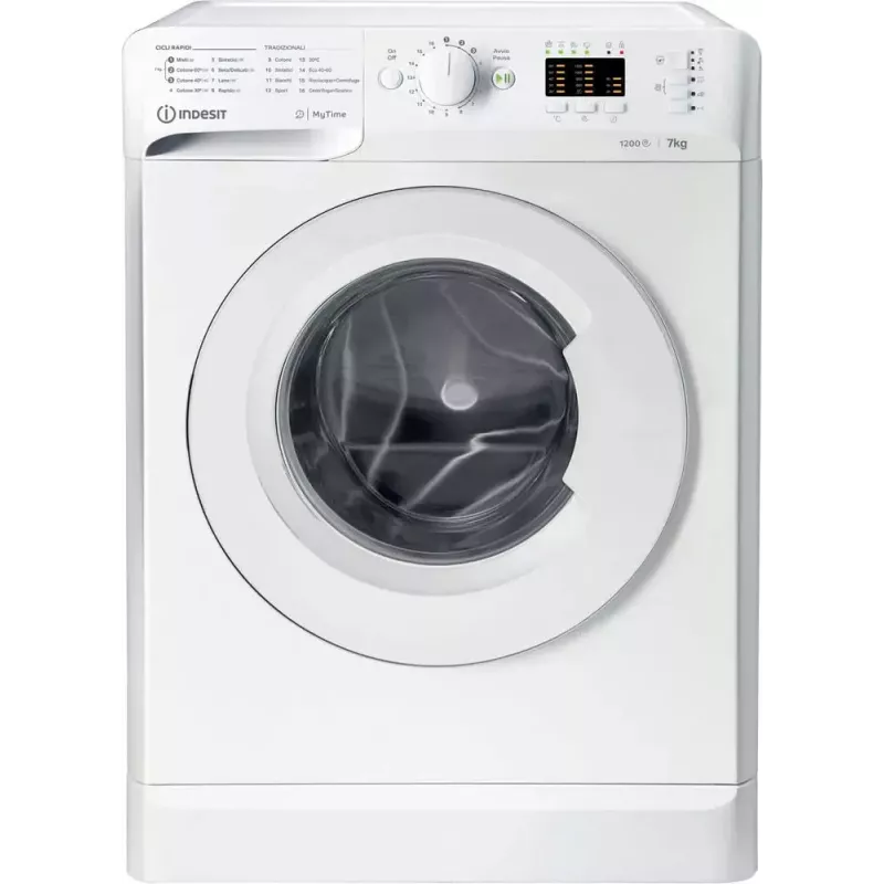 Skalbimo mašina su priekiniu pakrovimu Indesit MTWA 71252 W IT — 7 kg, 1200 aps./min., E klasė, balta