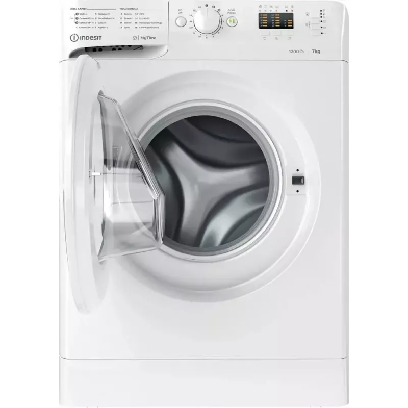 Skalbimo mašina su priekiniu pakrovimu Indesit MTWA 71252 W IT — 7 kg, 1200 aps./min., E klasė, balta