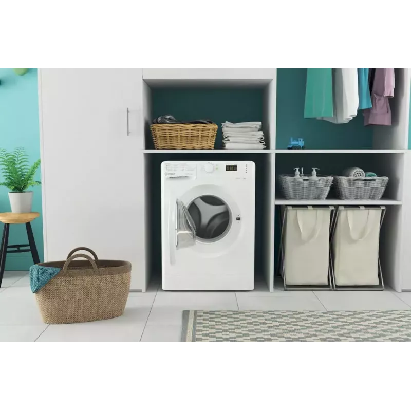 Skalbimo mašina su priekiniu pakrovimu Indesit MTWA 71252 W IT — 7 kg, 1200 aps./min., E klasė, balta