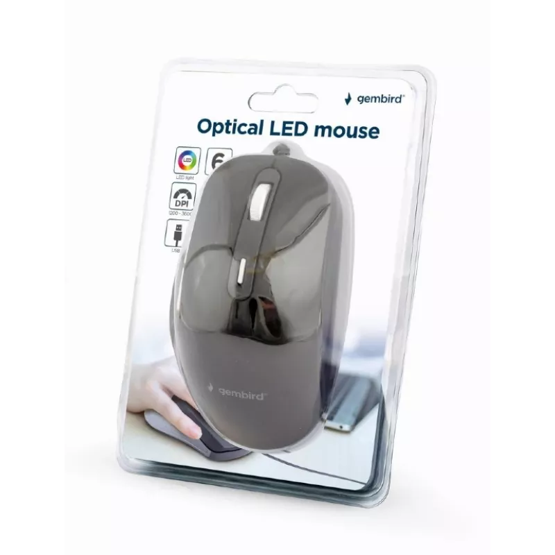 GEMBIRD optinė LED pelė MUS-6B-02 laidinė USB - 6 mygtukų ratukas juoda