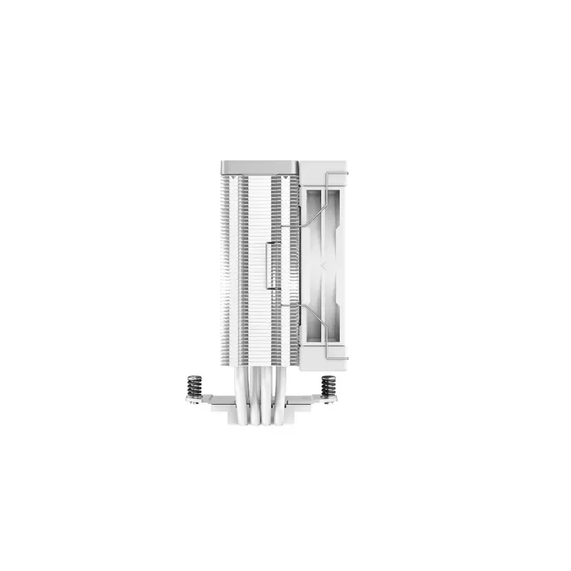 Oro aušintuvas DeepCool AK400 WH — 4×6 mm variniai šilumos vamzdeliai, 120 mm FDB ventiliatorius, 1850 RPM, 66,47 CFM, tinka LGA 1700 ir įprastiems Intel/AMD lizdams, baltas