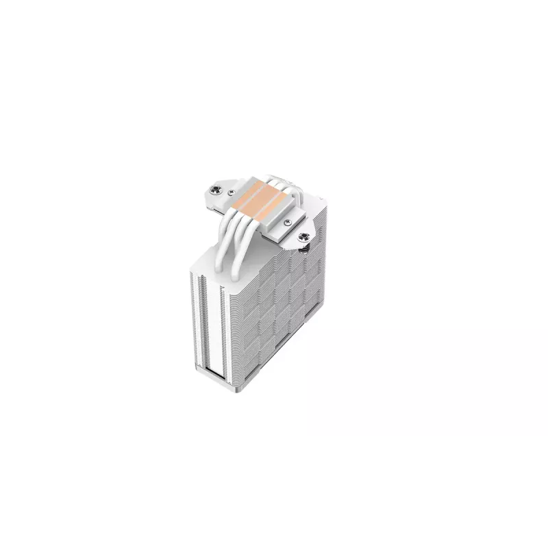 Oro aušintuvas DeepCool AK400 WH — 4×6 mm variniai šilumos vamzdeliai, 120 mm FDB ventiliatorius, 1850 RPM, 66,47 CFM, tinka LGA 1700 ir įprastiems Intel/AMD lizdams, baltas