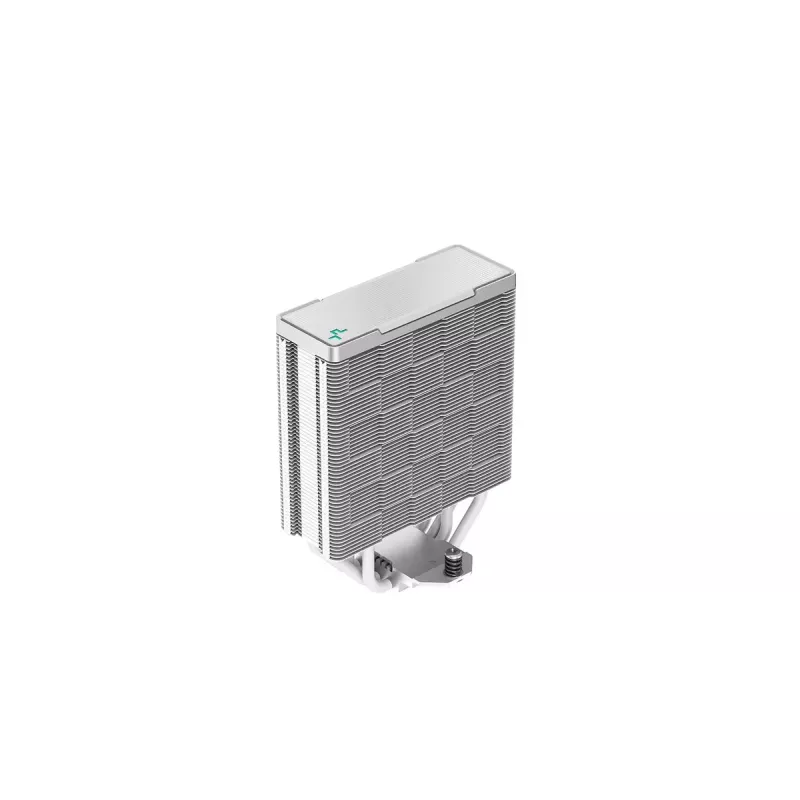 Oro aušintuvas DeepCool AK400 WH — 4×6 mm variniai šilumos vamzdeliai, 120 mm FDB ventiliatorius, 1850 RPM, 66,47 CFM, tinka LGA 1700 ir įprastiems Intel/AMD lizdams, baltas