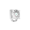 Oro aušintuvas DeepCool AK400 WH — 4×6 mm variniai šilumos vamzdeliai, 120 mm FDB ventiliatorius, 1850 RPM, 66,47 CFM, tinka LGA 1700 ir įprastiems Intel/AMD lizdams, baltas