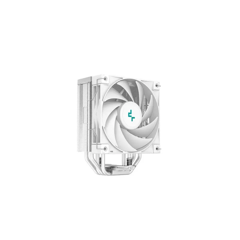 Oro aušintuvas DeepCool AK400 WH — 4×6 mm variniai šilumos vamzdeliai, 120 mm FDB ventiliatorius, 1850 RPM, 66,47 CFM, tinka LGA 1700 ir įprastiems Intel/AMD lizdams, baltas
