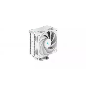 Oro aušintuvas DeepCool AK400 WH — 4×6 mm variniai šilumos vamzdeliai, 120 mm FDB ventiliatorius, 1850 RPM, 66,47 CFM, tinka LGA 1700 ir įprastiems Intel/AMD lizdams, baltas