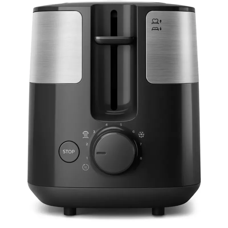 Skrudintuvas Philips HD2516/90 Daily Collection — 2 riekių, 830 W, 8 skrudinimo lygiai, atitirpinimo funkcija, išimamas trupinių padėklas