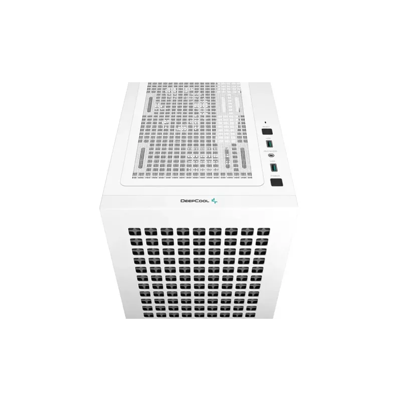 PC korpusas DeepCool CH370 WH Mini Tower — baltas, micro ATX/Mini-ITX, grūdintas stiklas, RGB ventiliatoriai, 2x 3,5 colio vietos, 3x 2,5 colio vietos, GPU iki 320 mm