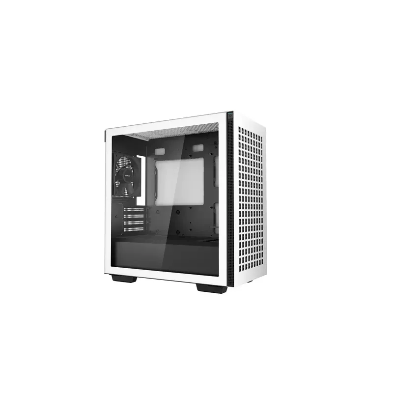 PC korpusas DeepCool CH370 WH Mini Tower — baltas, micro ATX/Mini-ITX, grūdintas stiklas, RGB ventiliatoriai, 2x 3,5 colio vietos, 3x 2,5 colio vietos, GPU iki 320 mm