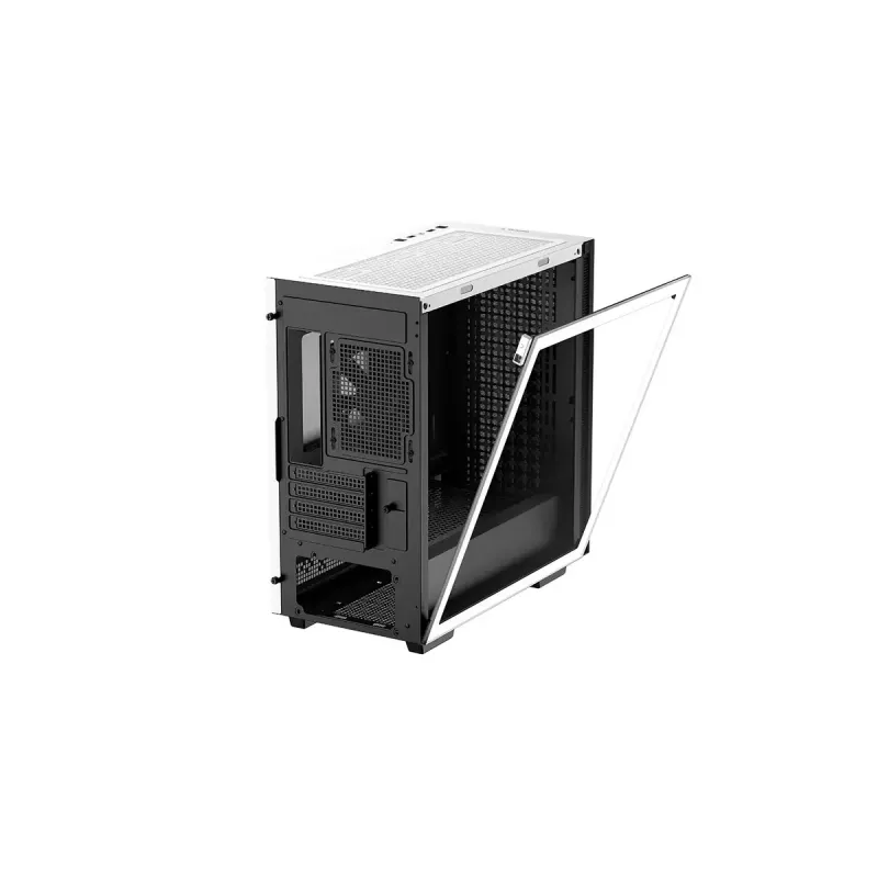PC korpusas DeepCool CH370 WH Mini Tower — baltas, micro ATX/Mini-ITX, grūdintas stiklas, RGB ventiliatoriai, 2x 3,5 colio vietos, 3x 2,5 colio vietos, GPU iki 320 mm