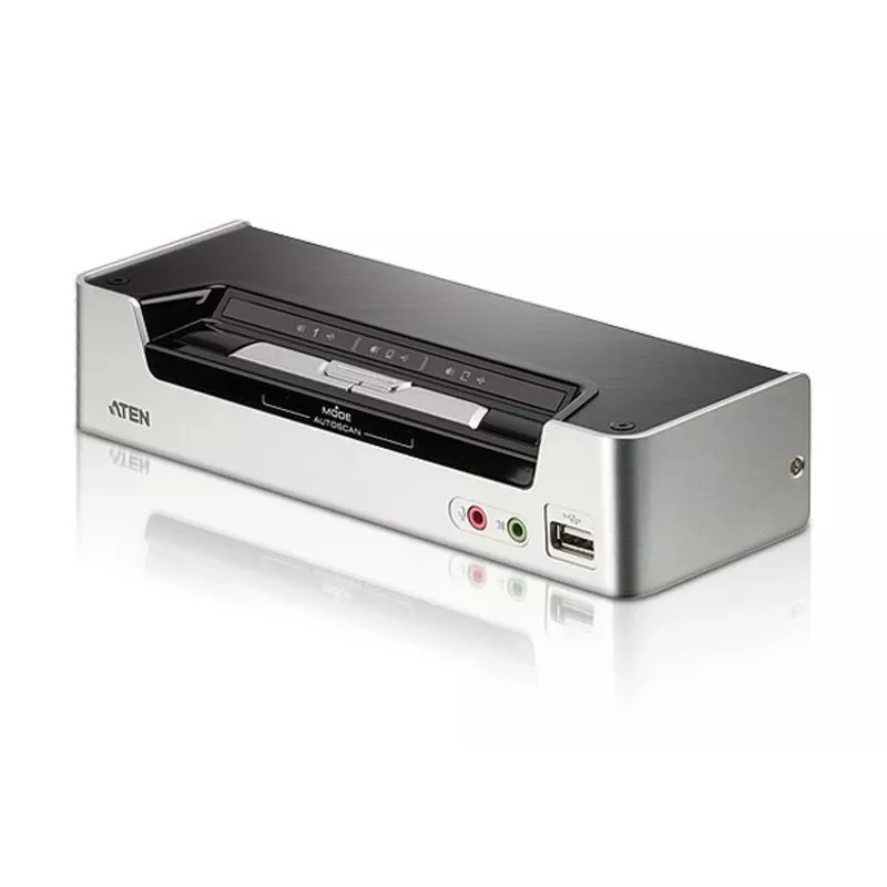 ATEN 2 prievadų USB HDMI KVM jungiklis su garsu ir USB 2.0 šakotuvu (KVM kabeliai įtraukti)