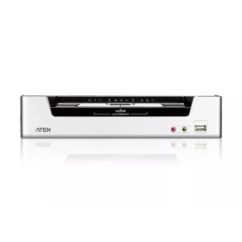 ATEN 2 prievadų USB HDMI KVM jungiklis su garsu ir USB 2.0 šakotuvu (KVM kabeliai įtraukti)
