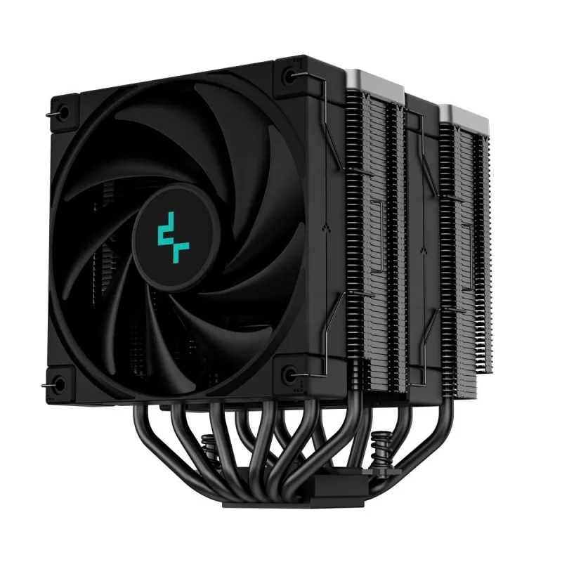 Oro aušintuvas DeepCool AK620 ZERO DARK 12 cm Juodas, 6 šilumos vamzdelių, 2x120 mm PWM ventiliatoriai, TDP 260 W, Aukštis 160 mm