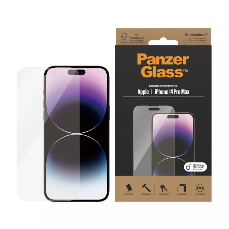 Ekrano apsauga PanzerGlass Apple iPhone 14 Pro Max Classic Fit atspari įbrėžimams ir smūgiams