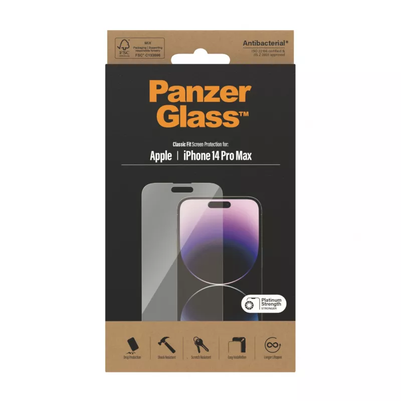 Ekrano apsauga PanzerGlass Apple iPhone 14 Pro Max Classic Fit atspari įbrėžimams ir smūgiams