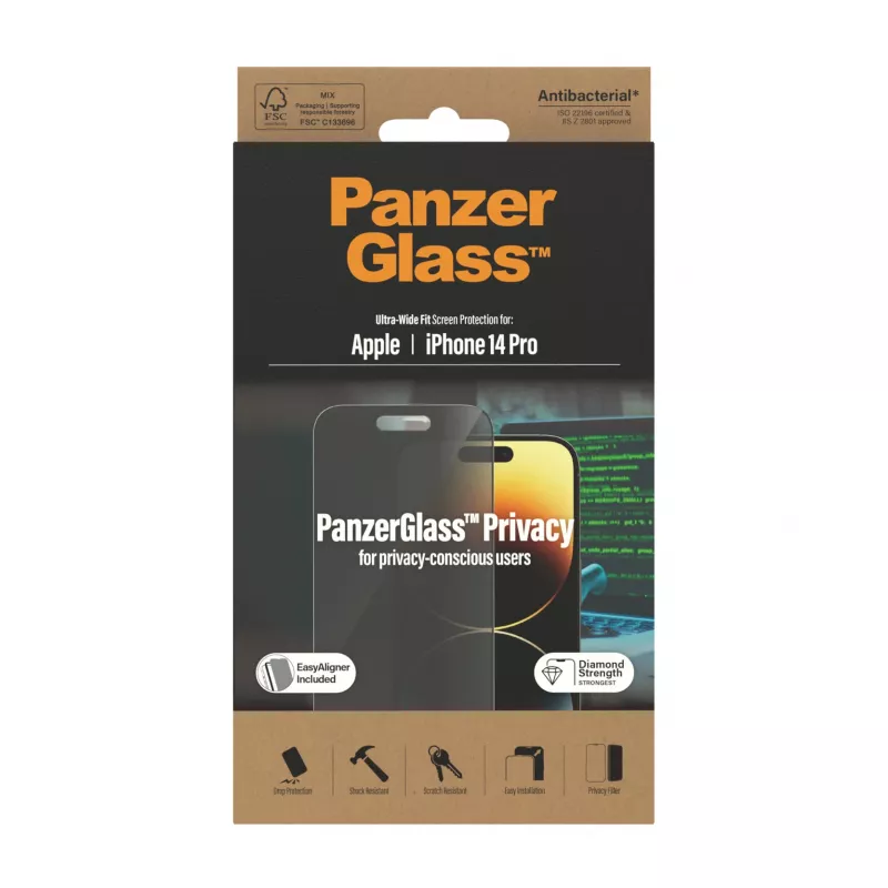 PanzerGlass ® Privatumo ekrano apsauga iPhone 14 Pro | Ultra-Wide Fit su EasyAligner