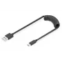 Digitus USB 2.0 USB A – USB C spiralinis laidas 1m 0.48 Gbit/s juodas