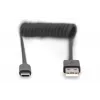 Digitus USB 2.0 USB A – USB C spiralinis laidas 1m 0.48 Gbit/s juodas