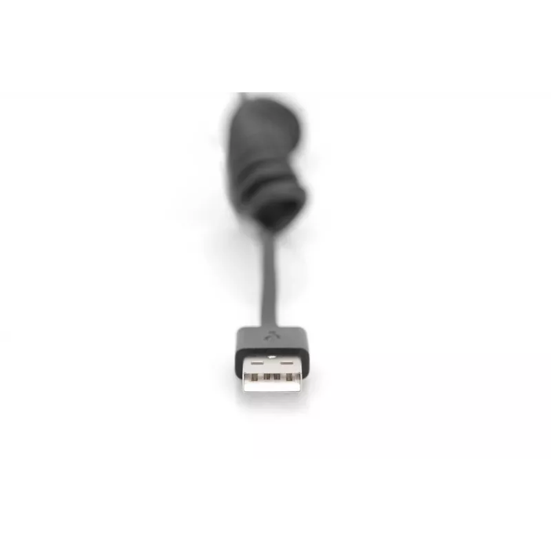 Digitus USB 2.0 USB A – USB C spiralinis laidas 1m 0.48 Gbit/s juodas