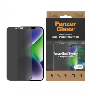 Privatumą užtikrinanti ekrano apsauginė plėvelė PanzerGlass Apple iPhone 14 Plus 13 Pro Max atspari įbrėžimams ir smūgiams