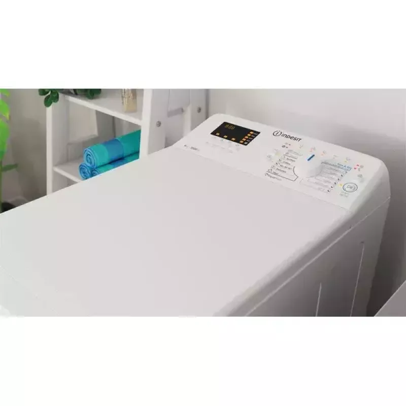 Skalbimo mašina su viršutiniu įkrovimu INDESIT BTW S60400 EU/N — 6 kg, 1000 aps./min., energijos klasė C, balta