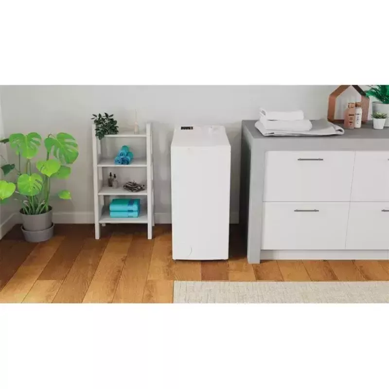 Skalbimo mašina su viršutiniu įkrovimu INDESIT BTW S60400 EU/N — 6 kg, 1000 aps./min., energijos klasė C, balta