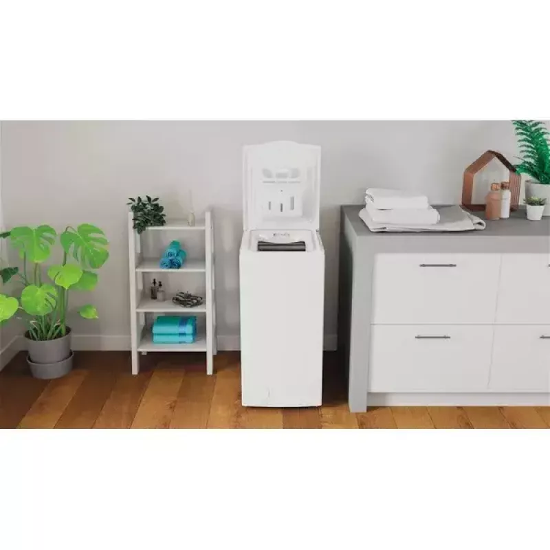 Skalbimo mašina su viršutiniu įkrovimu INDESIT BTW S60400 EU/N — 6 kg, 1000 aps./min., energijos klasė C, balta